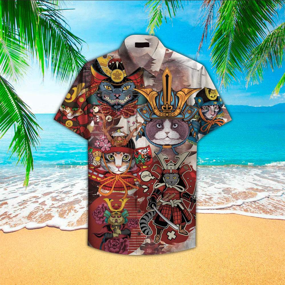 Cat Apparel Cat Hawaiian Button Up Shirt for Men and Women