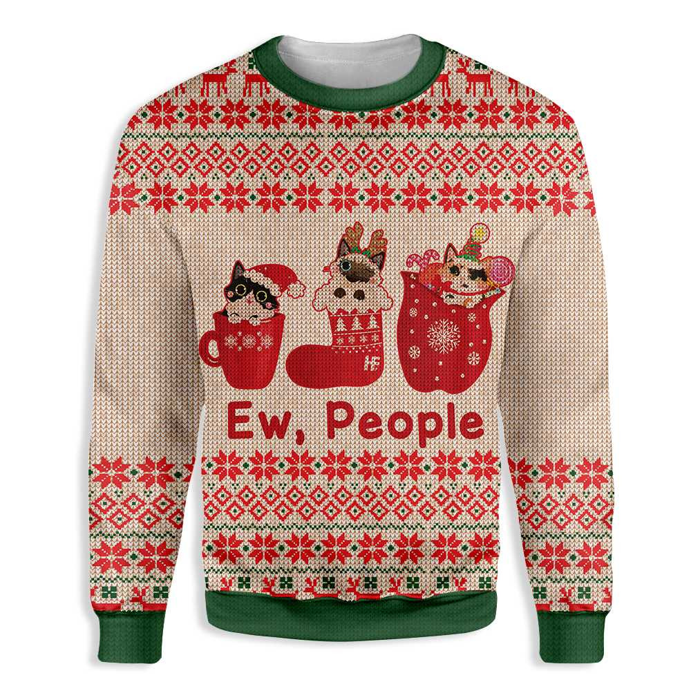 Cat Christmas Ew People Ugly Christmas Sweater Ugly Sweater For Men Women