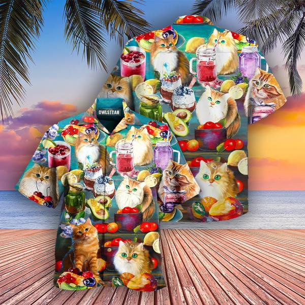 Cat Fresh Your Day With Smoothies Edition - Hawaiian Shirt - Hawaiian Shirt For Men