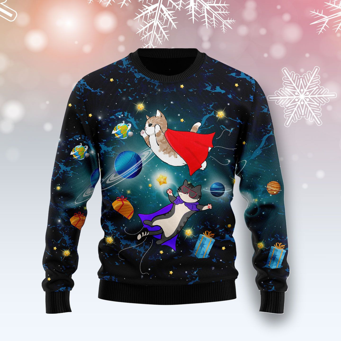 Cat Galaxy Ugly Christmas Sweater Ugly Sweater For Men Women