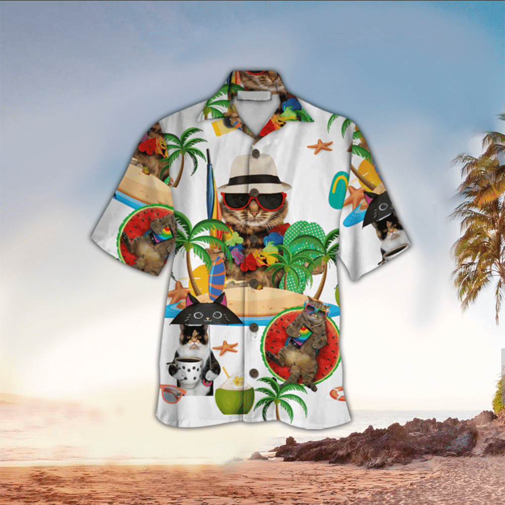 Cat Hawaiian Shirt Cat Button Up Shirt for Men and Women