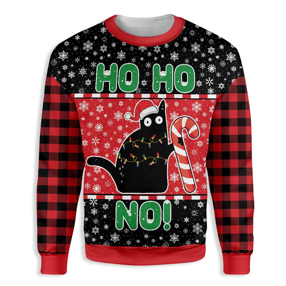 Cat Ho Ho No Christmas Ugly Christmas Sweater Ugly Sweater For Men Women