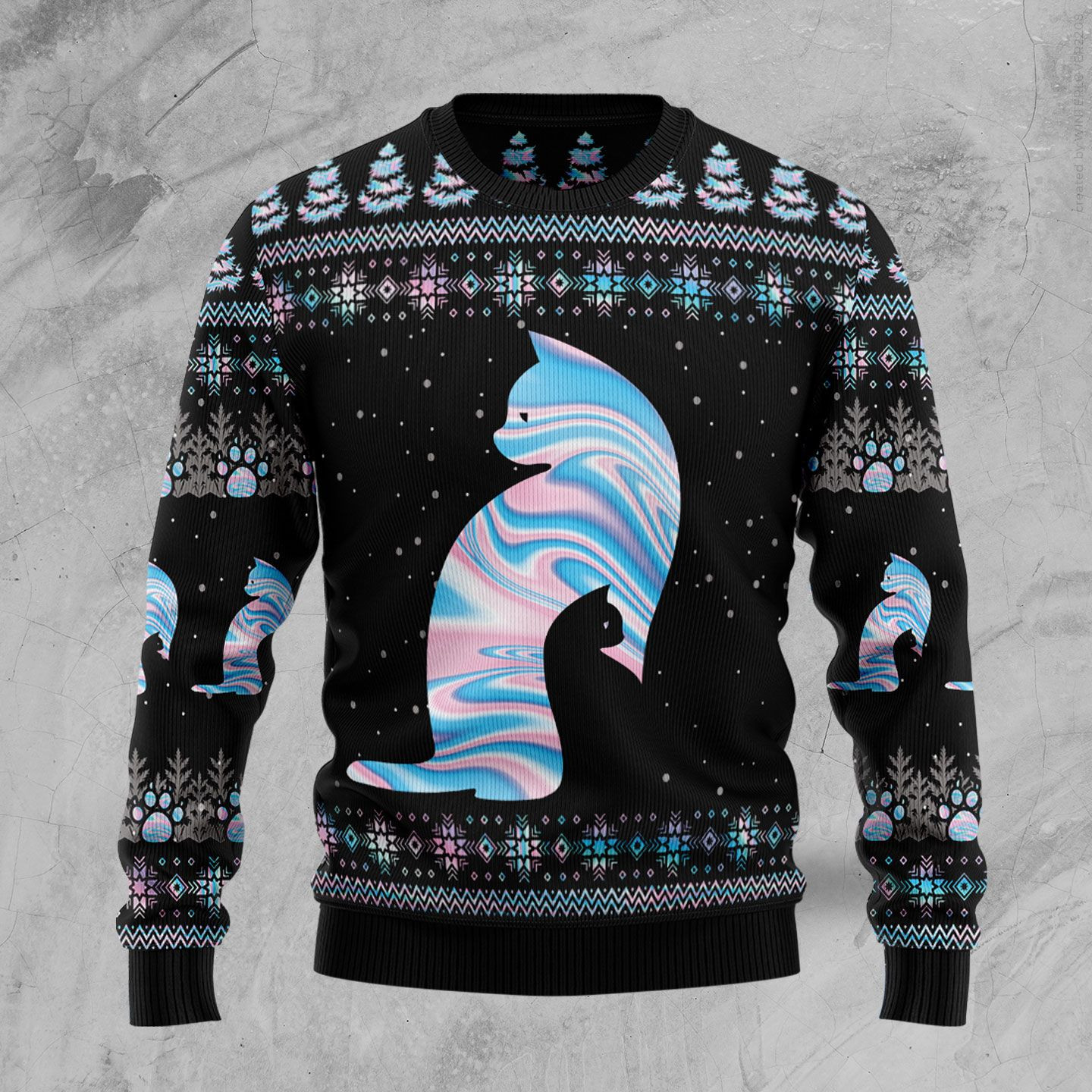 Cat Hologram Ugly Christmas Sweater Ugly Sweater For Men Women