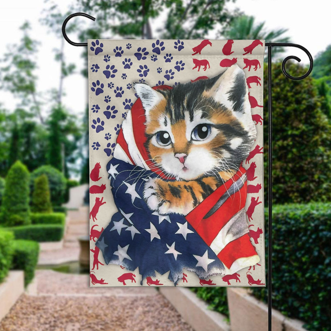 Cat Independence flag Independence Flag American Cat Flag Cat Flag Decor Outdoor Decor