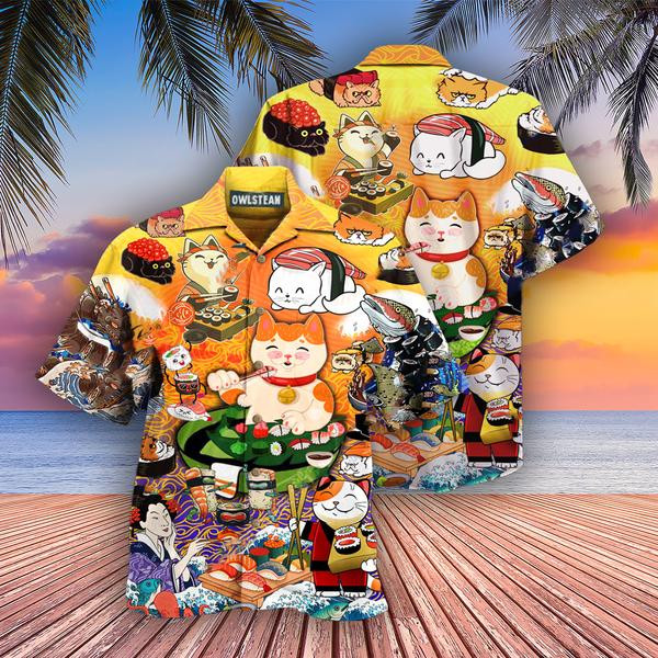 Cat Keep Calm And Eat Sushi Edition - Hawaiian Shirt - Hawaiian Shirt For Men