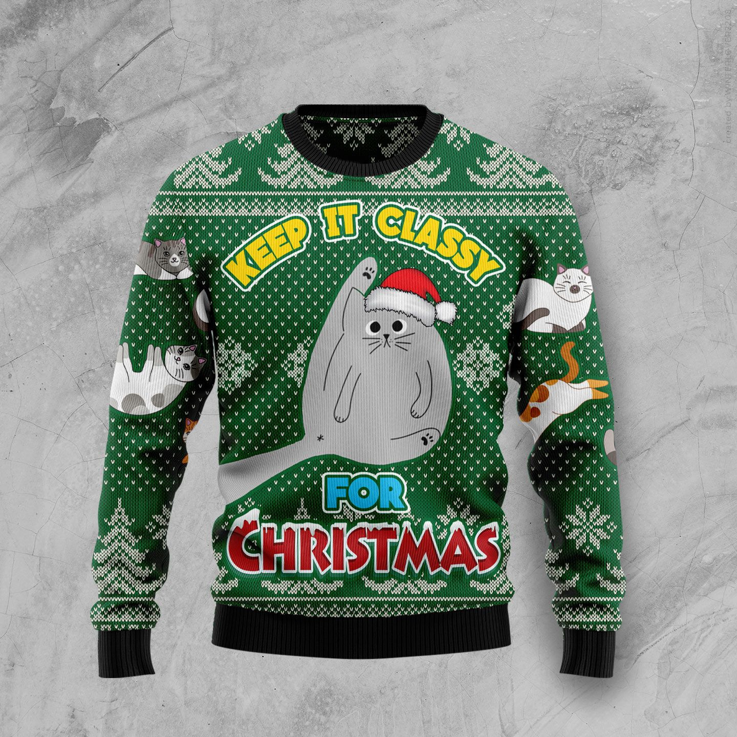 Cat Keep It Classy For Christmas Ugly Christmas Sweater
