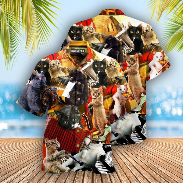 Cat Keep Your Vibes Cats Love Music Edition - Hawaiian Shirt Hawaiian Shirt For Men