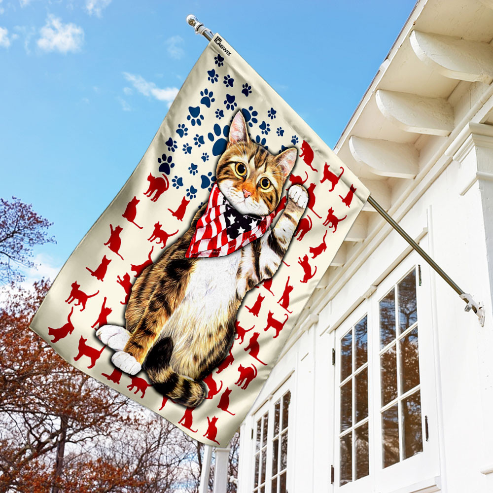 Cat Kitty Kitten 4th Of July Flag Fourth July Flag USA Independence Day Flag Patriotic Flag
