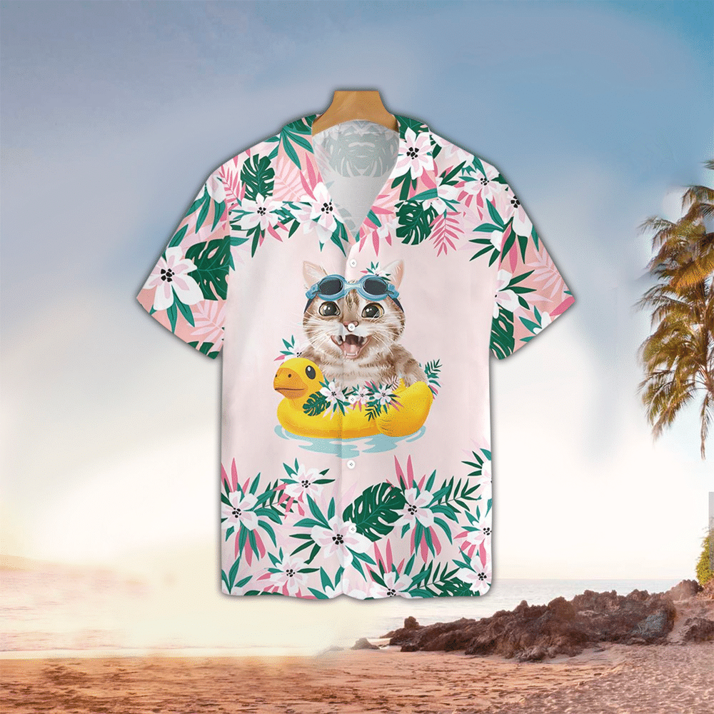 Cat Mens Hawaiian Shirt Cat Button Up Shirt for Men and Women