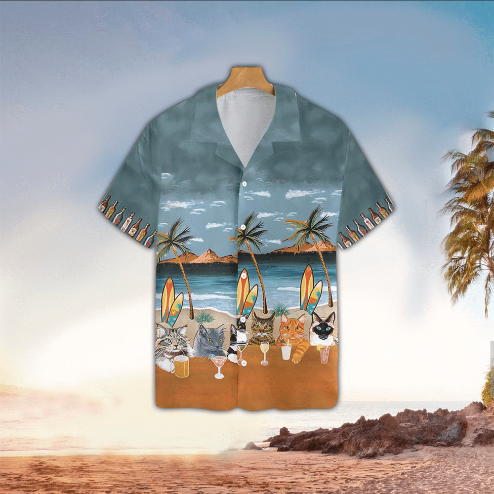 Cat Mens Hawaiian Shirt Cat Button Up Shirt for Men and Women