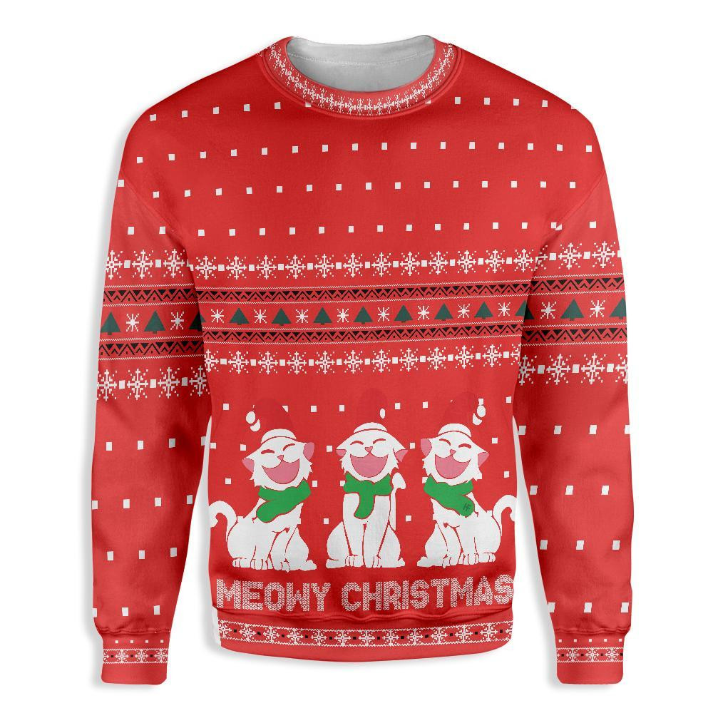 Cat Meowy Christmas Ugly Christmas Sweater Ugly Sweater For Men Women