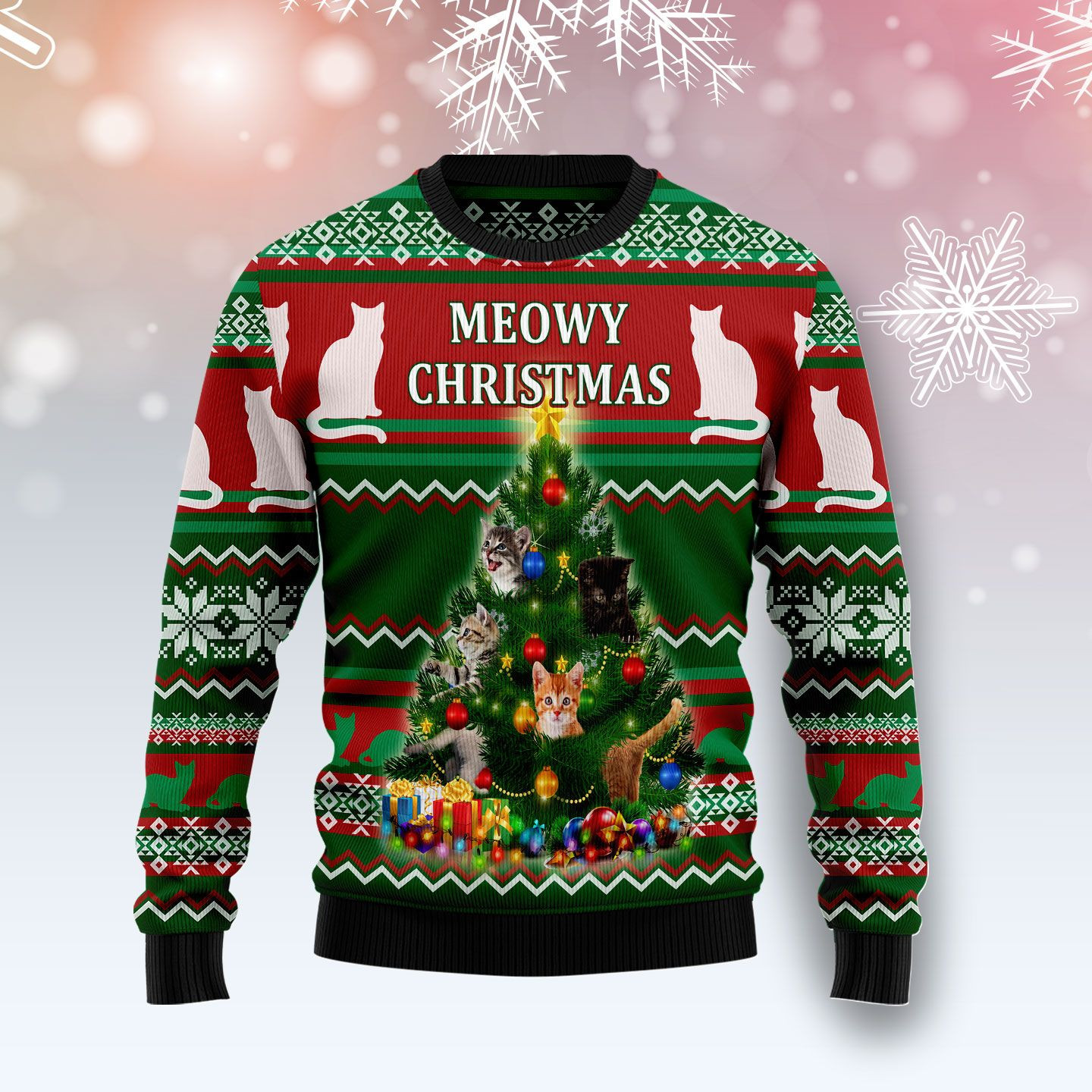 Cat Meowy Ugly Christmas Sweater Ugly Sweater For Men Women