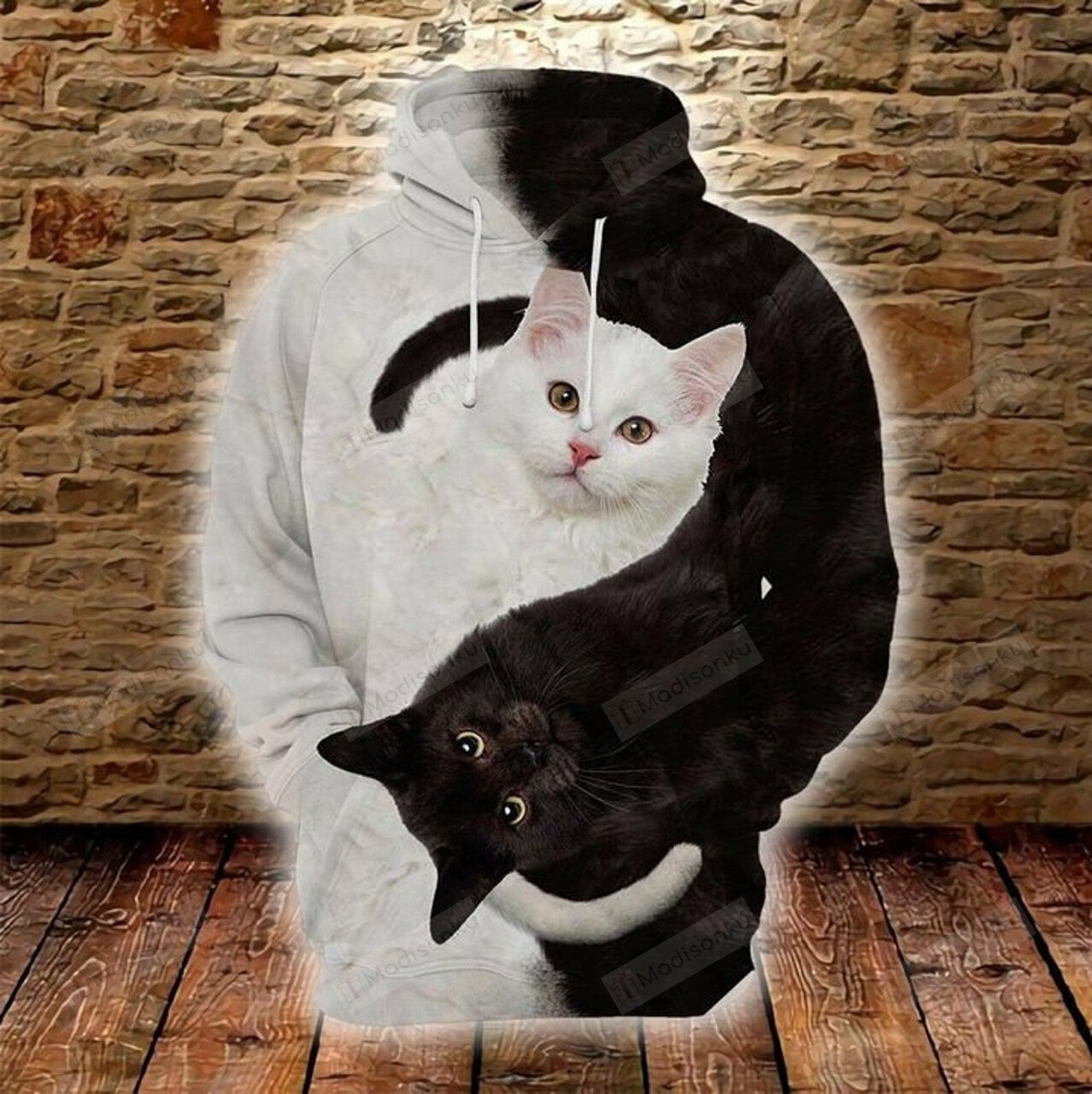 Cat Pretty White And Black Unisex 3d All Over Print Hoodie