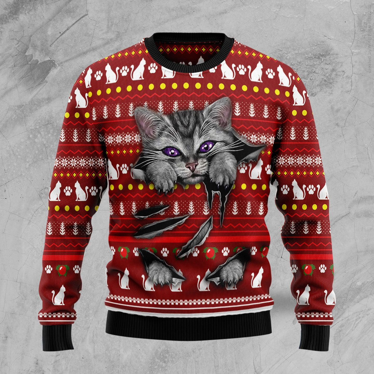 Cat Scratch Ugly Christmas Sweater