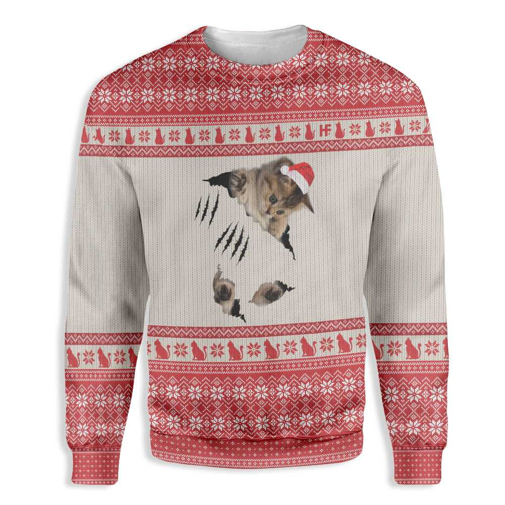 Cat Scratch Ugly Christmas Sweater