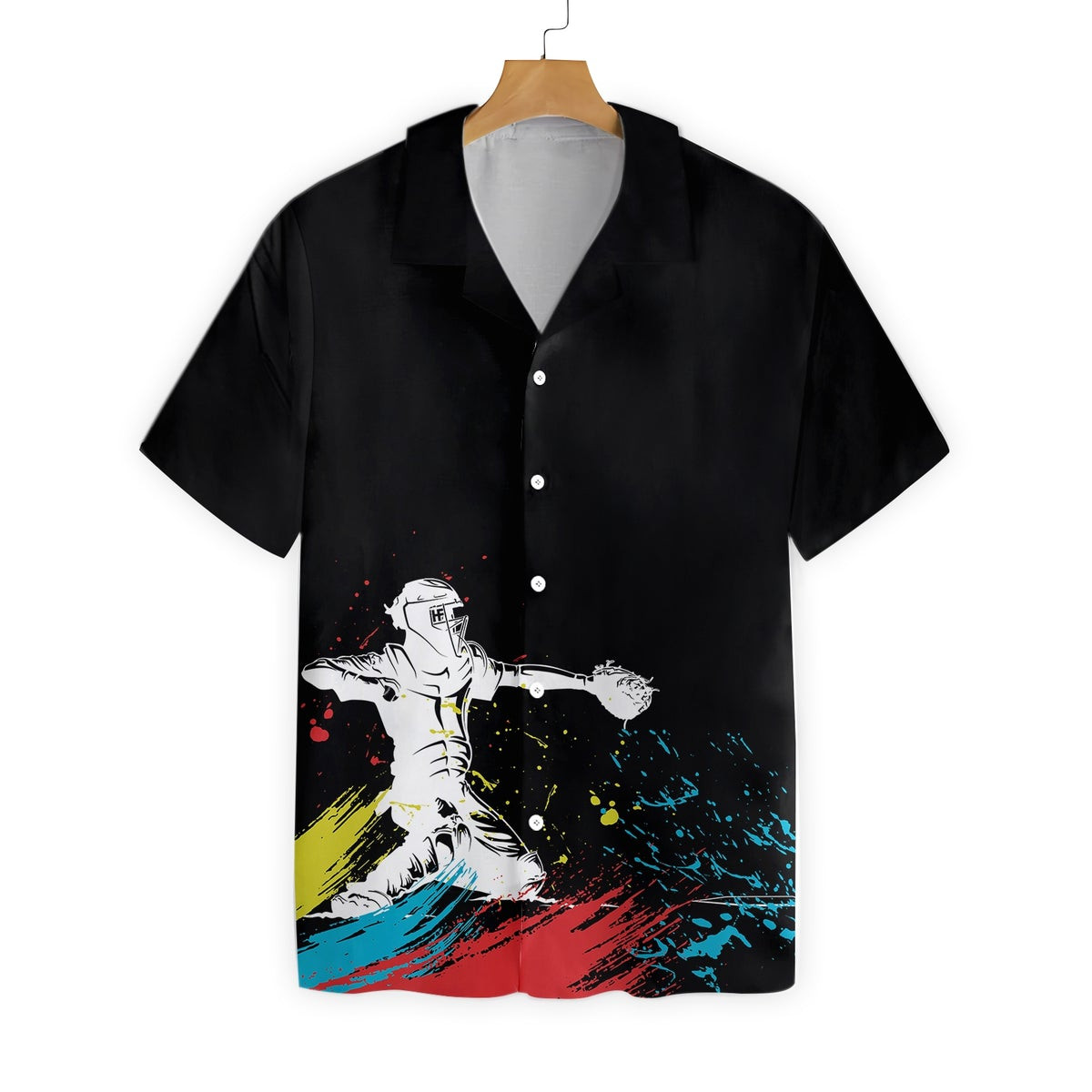 Catcher Silhouette Baseball Hawaiian Shirt