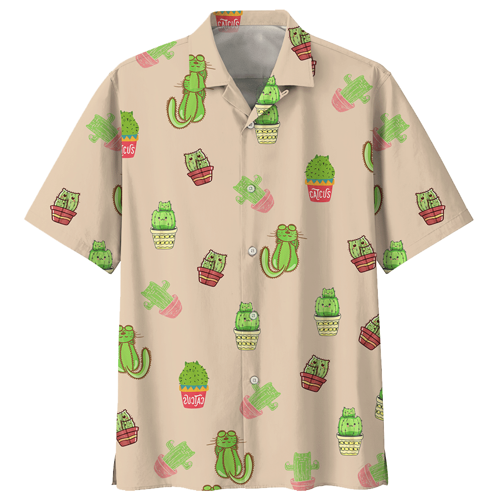 Catcus Aloha Hawaiian Shirt Colorful Short Sleeve Summer Beach Casual Shirt For Men And Women