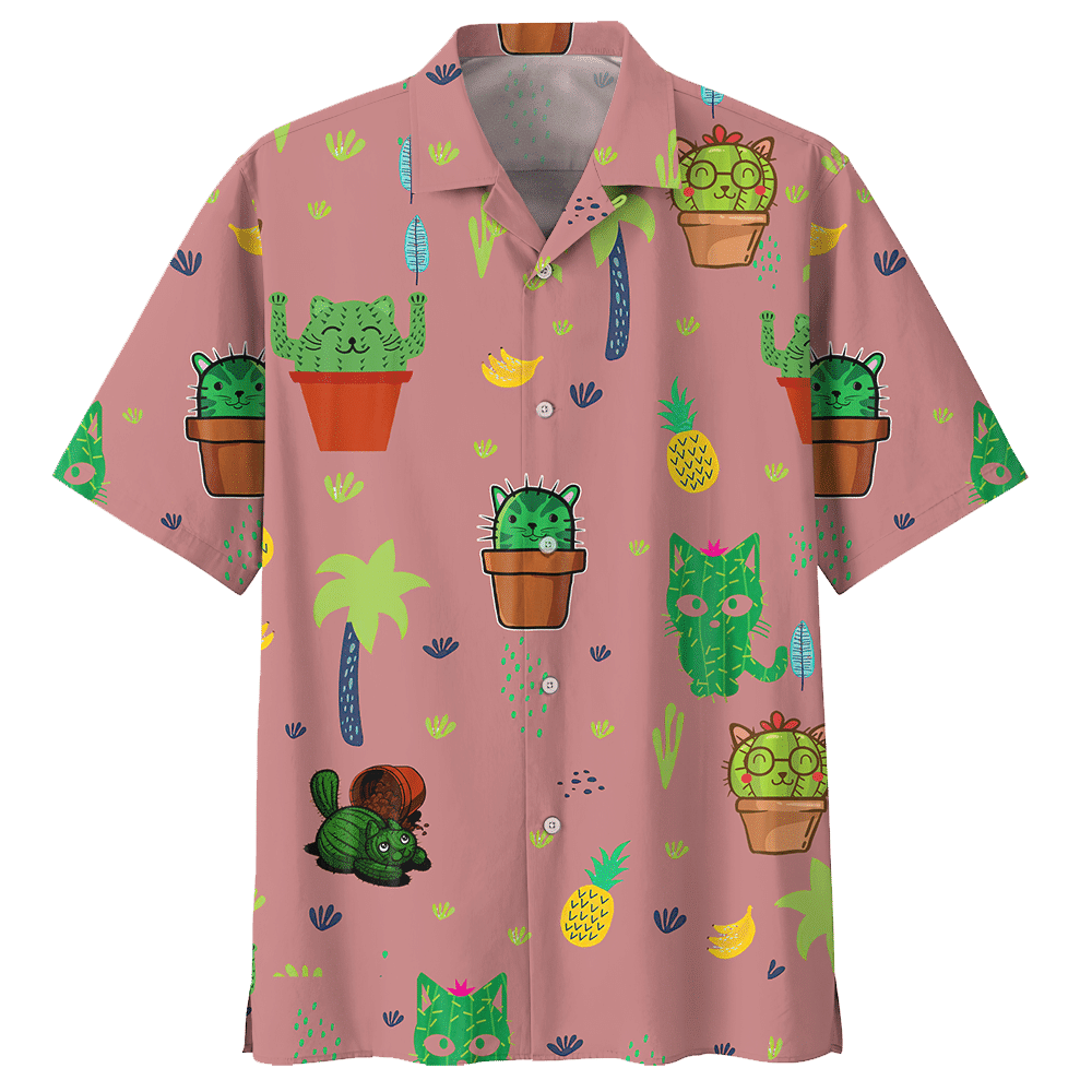 Catcus Banana Pineapple Palm Tree Aloha Hawaiian Shirt Colorful Short Sleeve Summer Beach Casual Shirt For Men And Women