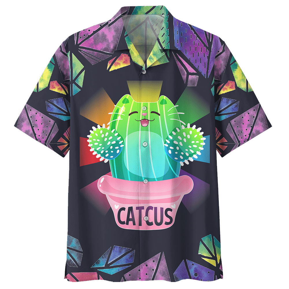 Catcus Colorful Light Aloha Hawaiian Shirt Colorful Short Sleeve Summer Beach Casual Shirt For Men And Women