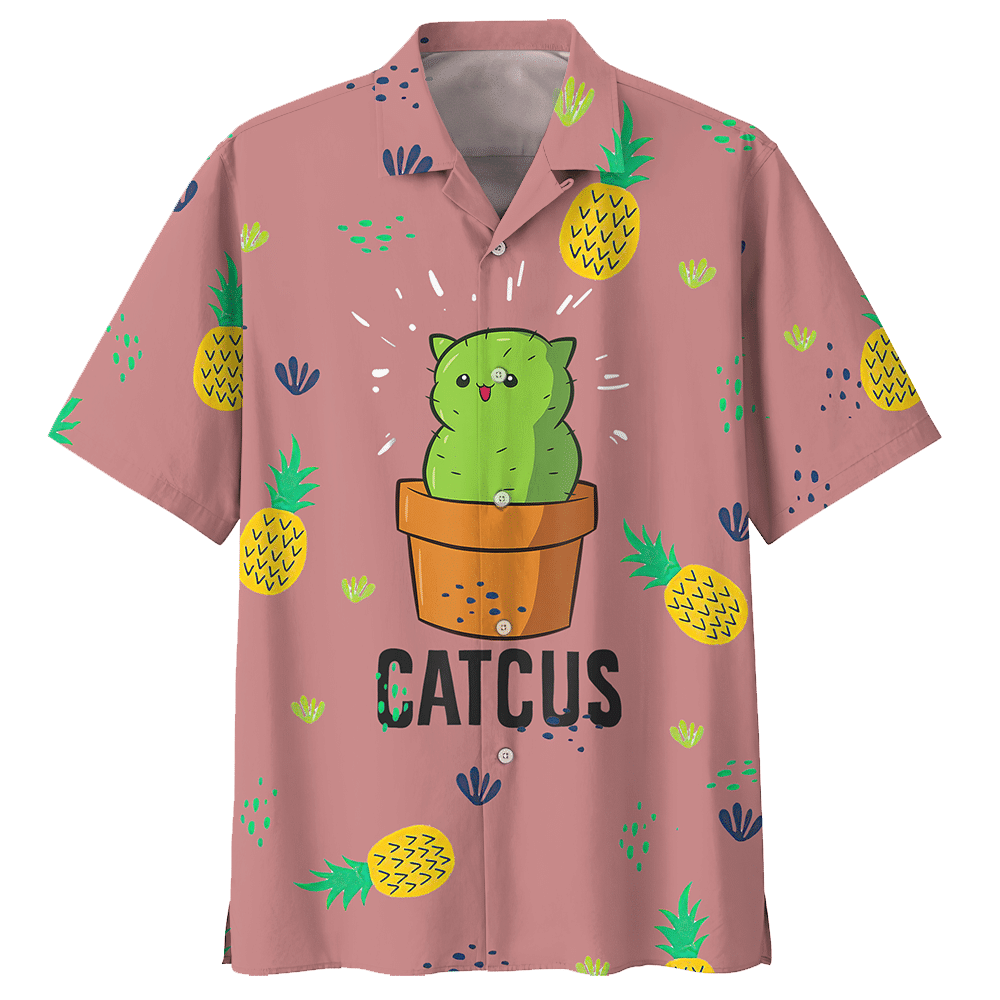 Catcus Pineapple Aloha Hawaiian Shirt Colorful Short Sleeve Summer Beach Casual Shirt For Men And Women
