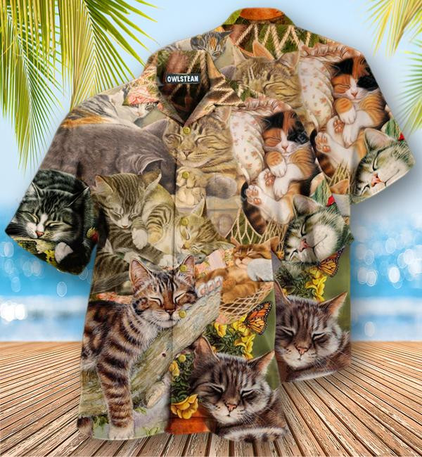 Cats Dreaming Sleeping Time Edition - Hawaiian Shirt - Hawaiian Shirt For Men, Hawaiian Shirt For Women, Aloha Shirt