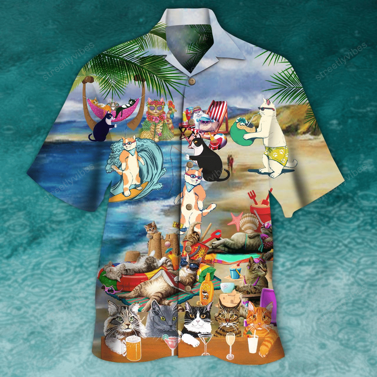 Cats Having Fun At The Beach Hawaiian Shirt Hawaiian Shirt For Men, Hawaiian Shirt For Women, Aloha Shirt