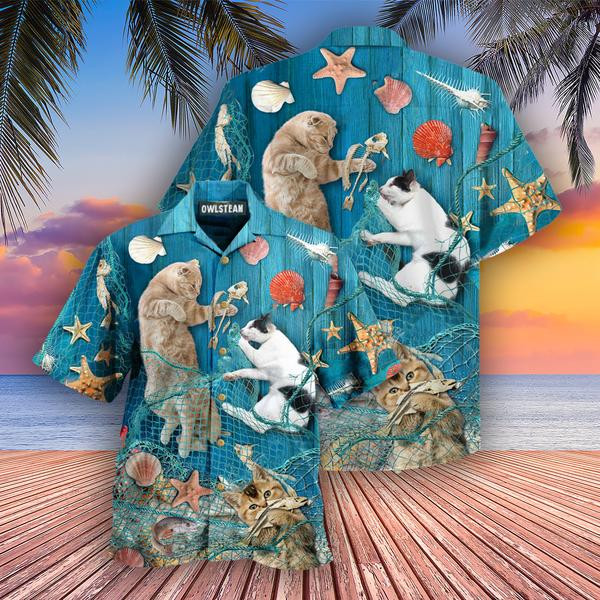 Cats Lazy On Beach Edition - Hawaiian Shirt - Hawaiian Shirt For Men