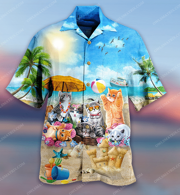 Cats Love Beach Sunshine Limited Edition - Hawaiian Shirt - Hawaiian Shirt For Men