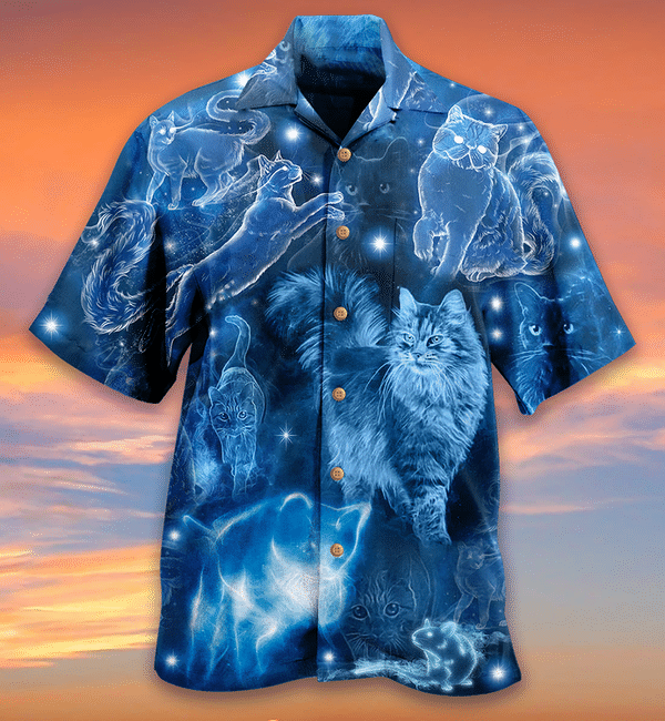 Cats Love Blue Neon Limited Edition - Hawaiian Shirt Hawaiian Shirt For Men, Hawaiian Shirt For Women, Aloha Shirt