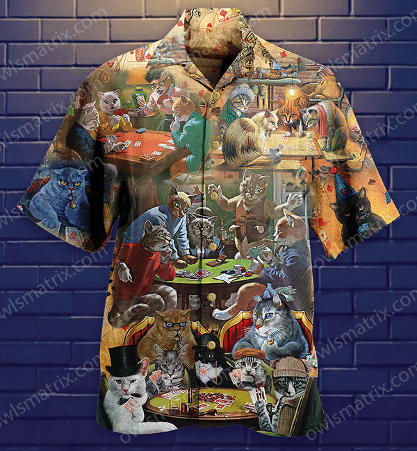 Cats Play Card Games Limited Edition - Hawaiian Shirt - Hawaiian Shirt For Men