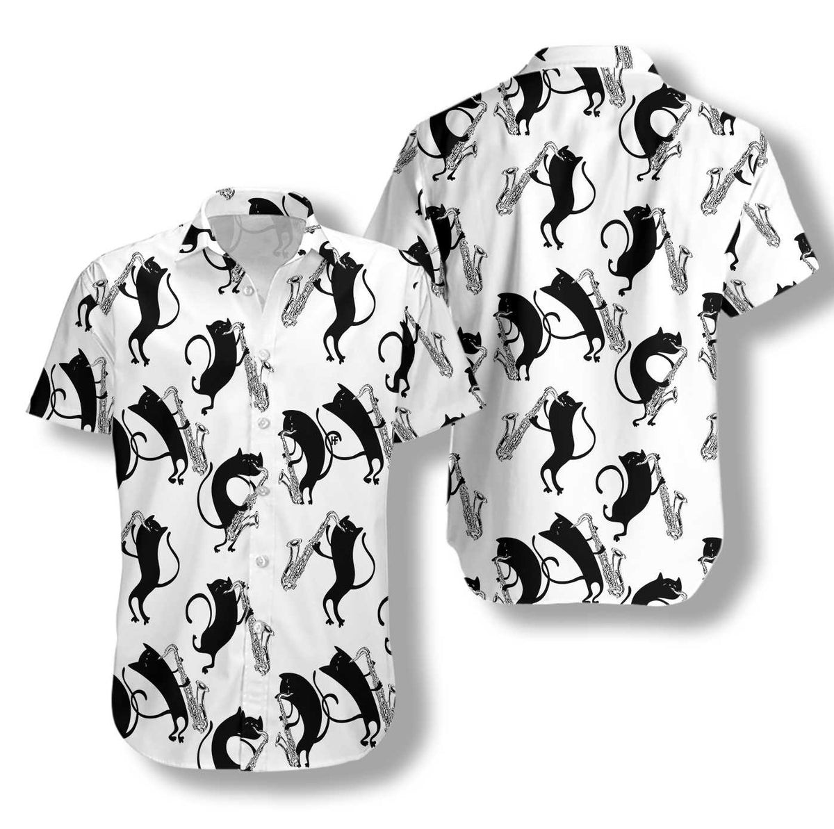 Cats Play Saxophone Hawaiian Shirt