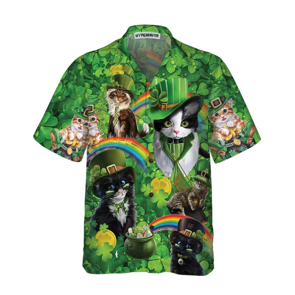 Cats Saint Patricks Day Hawaiian Shirt St Patricks Day Shirt Cool St Patricks Day Gift