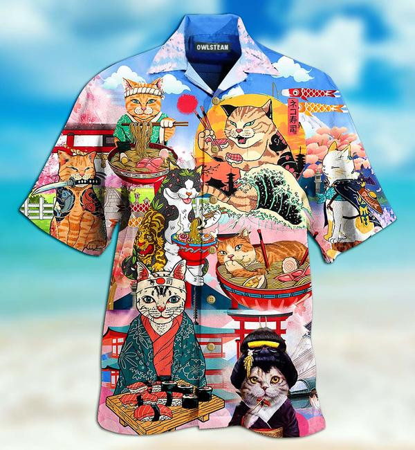Cats Samurai With Ramen Limited Edition - Hawaiian Shirt Hawaiian Shirt For Men