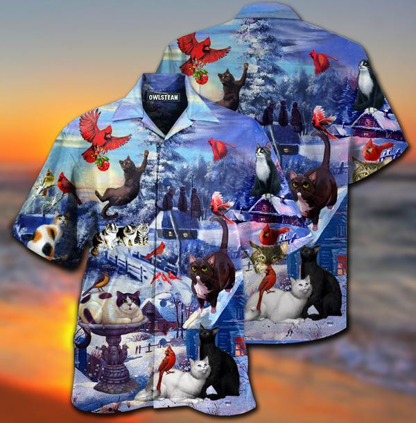 Cats Watching Cardinal Birds Limited - Hawaiian Shirt - Hawaiian Shirt For Men