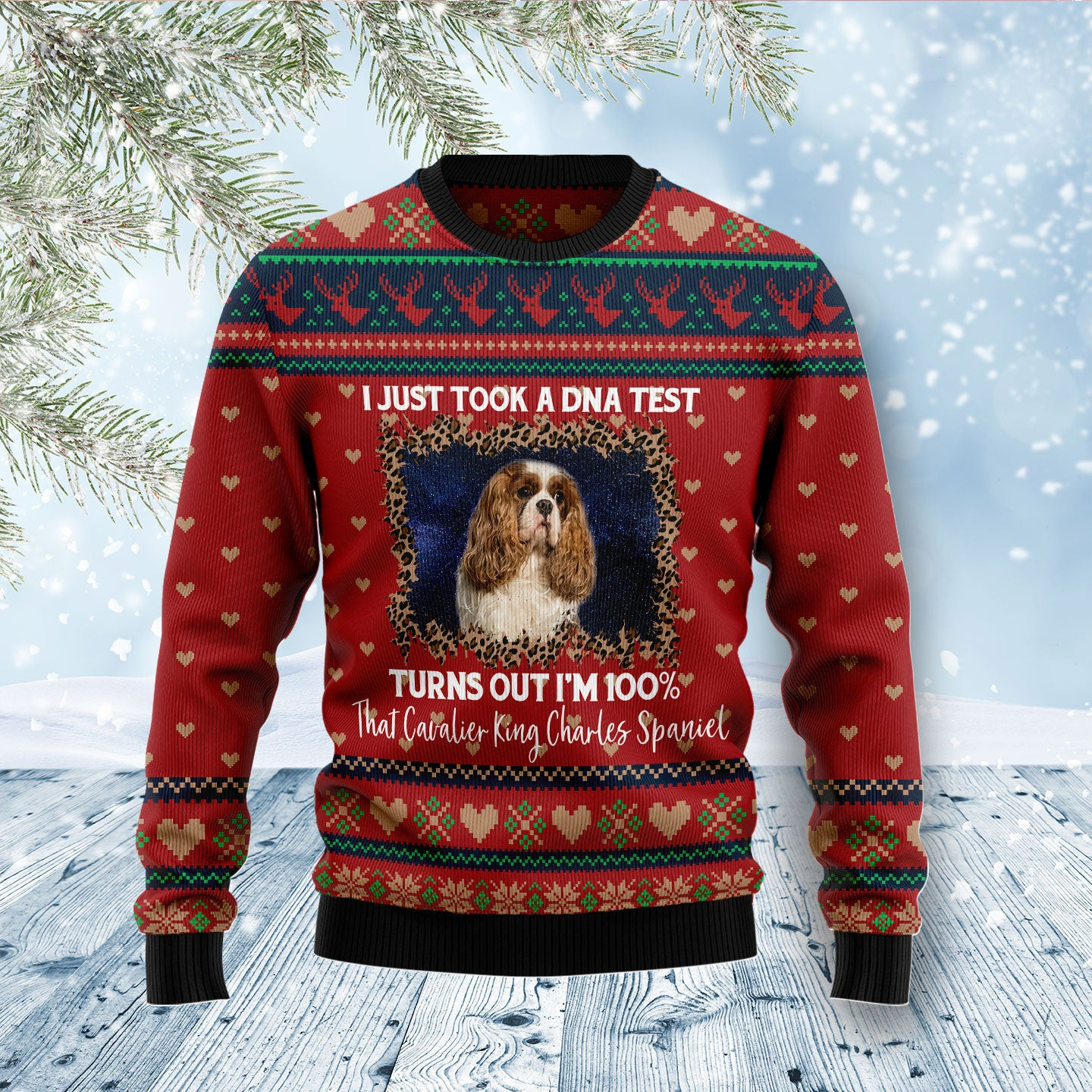 Cavalier King Charles Spaniel DNA Ugly Christmas Sweater