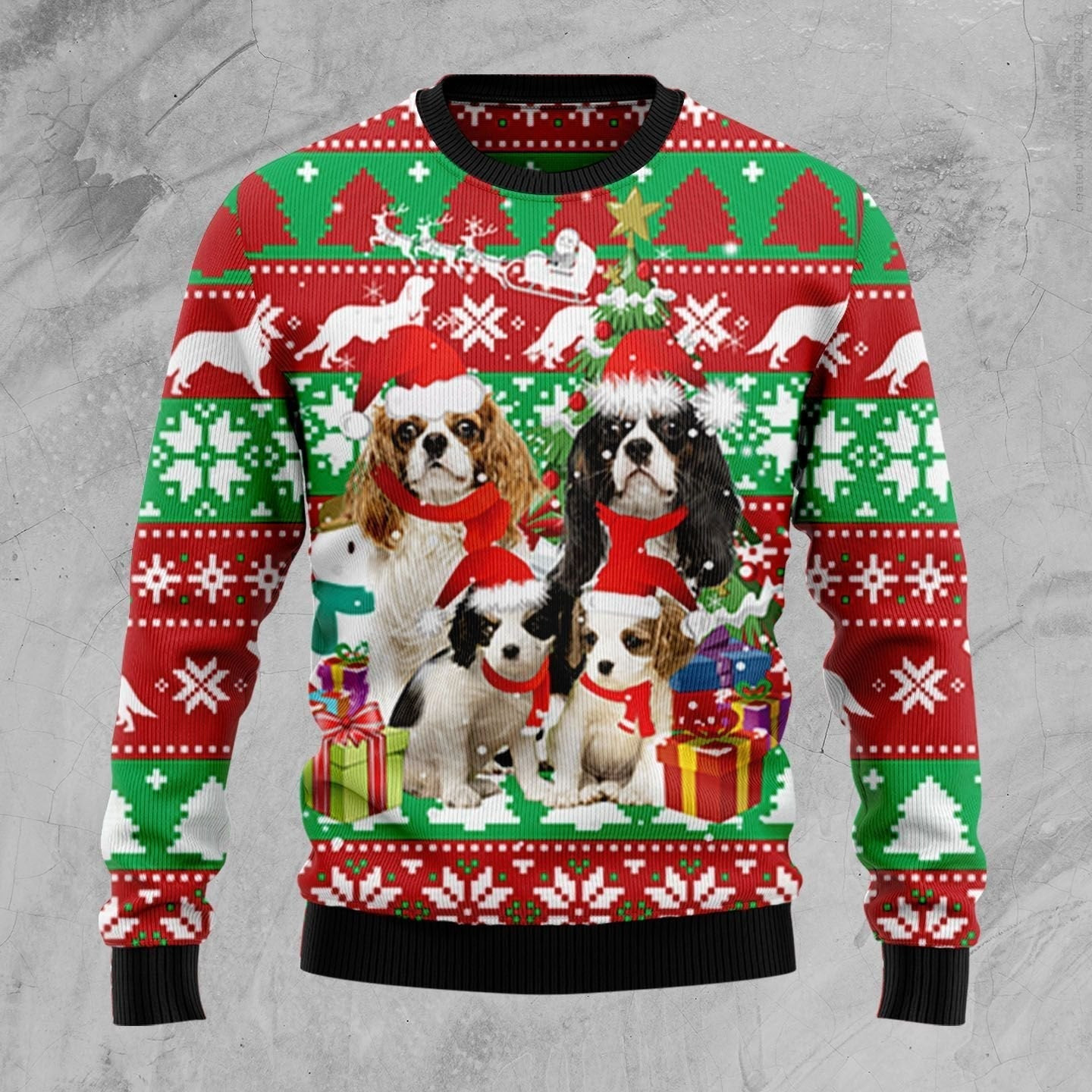 Cavalier King Charles Spaniel Family Ugly Christmas Sweater Ugly Sweater For Men Women