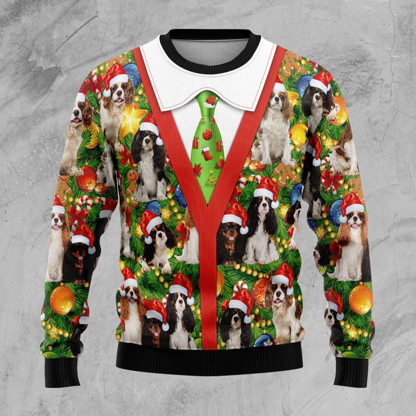 Cavalier King Charles Spaniel Xmas Pine Ugly Christmas Sweater