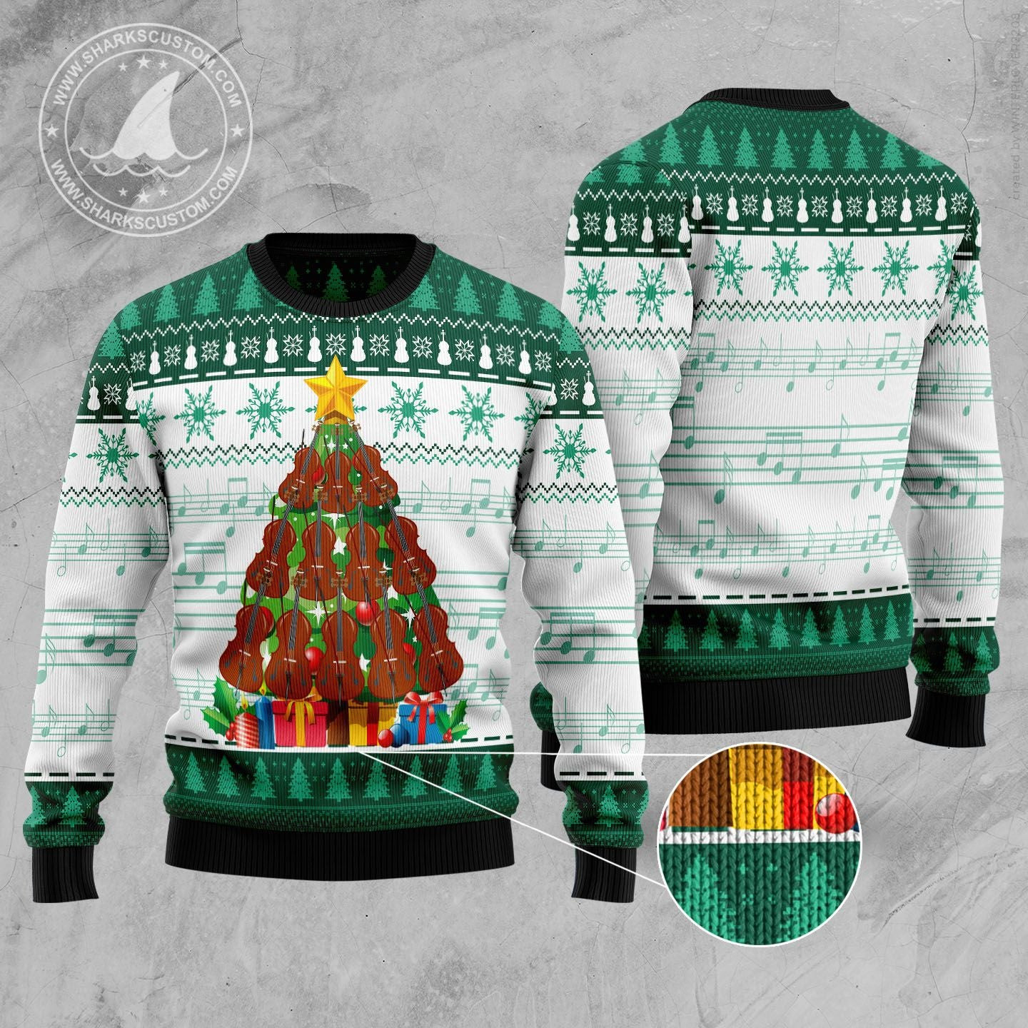 Cello Pine Tree Ugly Christmas Sweater