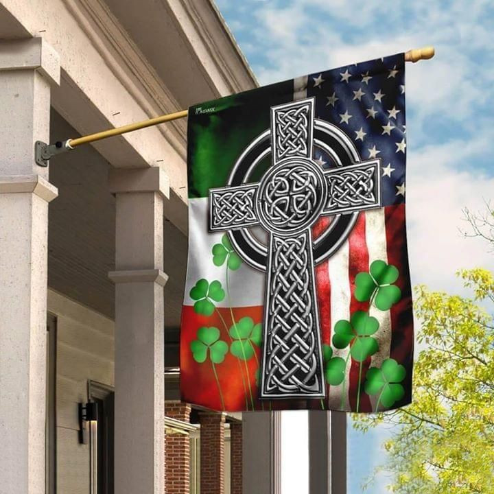 Celtic Cross And Irish Garden Flag House Flag