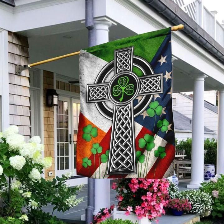 Celtic Cross Irish Shamrock Garden Flag House Flag