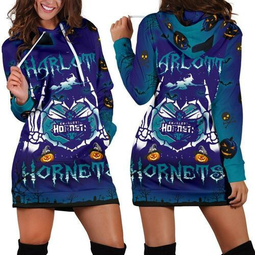 Charlotte Hornets Hoodie Dress Sweater Dress Sweatshirt Dress 3d All Over Print For Women For Halloween Hoodie