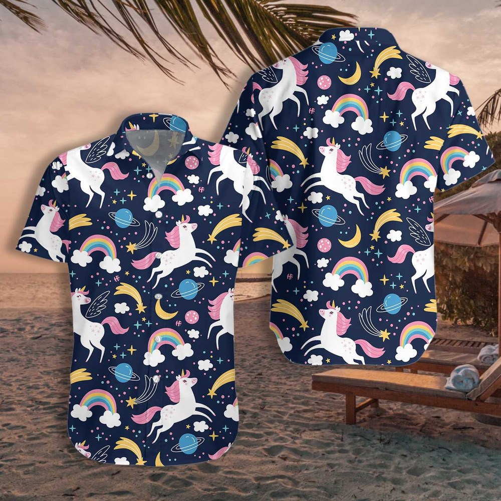 Cheerful Unicorn Hawaiian Shirt For Men and Women