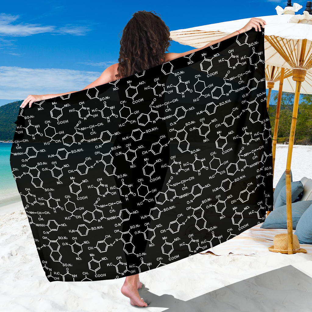 Chemical Pattern Print Sarong Cover Up Chemical Pareo Wrap Skirt Dress