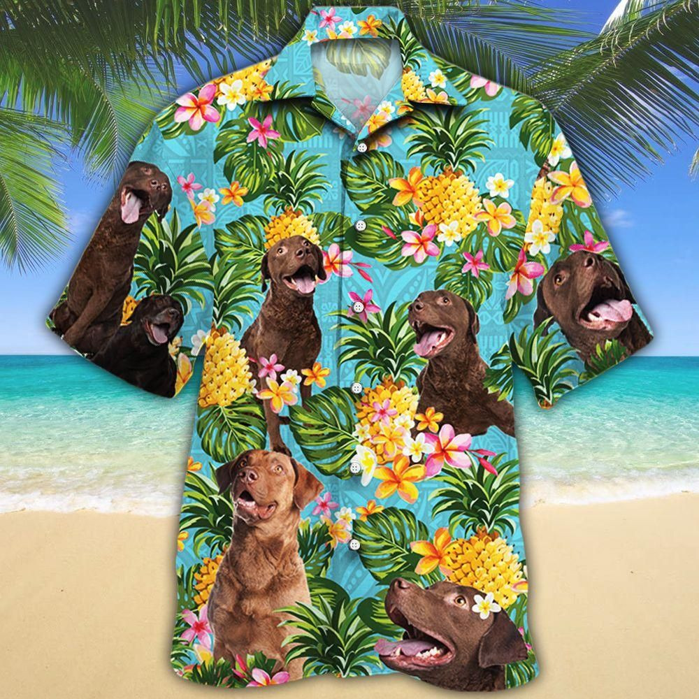 Chesapeake Bay Retriever Dog Lovers Pineapple Aloha Hawaiian Shirt Colorful Short Sleeve Summer Beach Casual Shirt For Men And Women