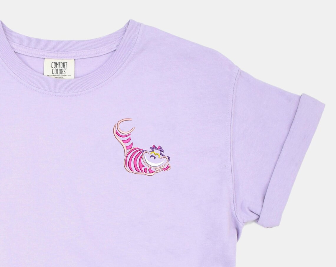 Cheshire Cat Embroidered Tshirt Alice In Wonderland Embroidered Shirt Alice T Shirt Disney Shirt Disney Tshirt Womens Disney Shirt