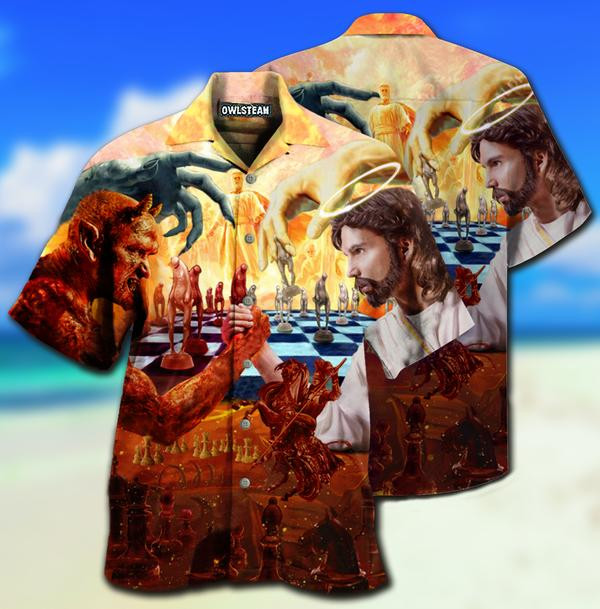 Chess Battle Satan Vs Jesus Limited - Hawaiian Shirt - Hawaiian Shirt For Men