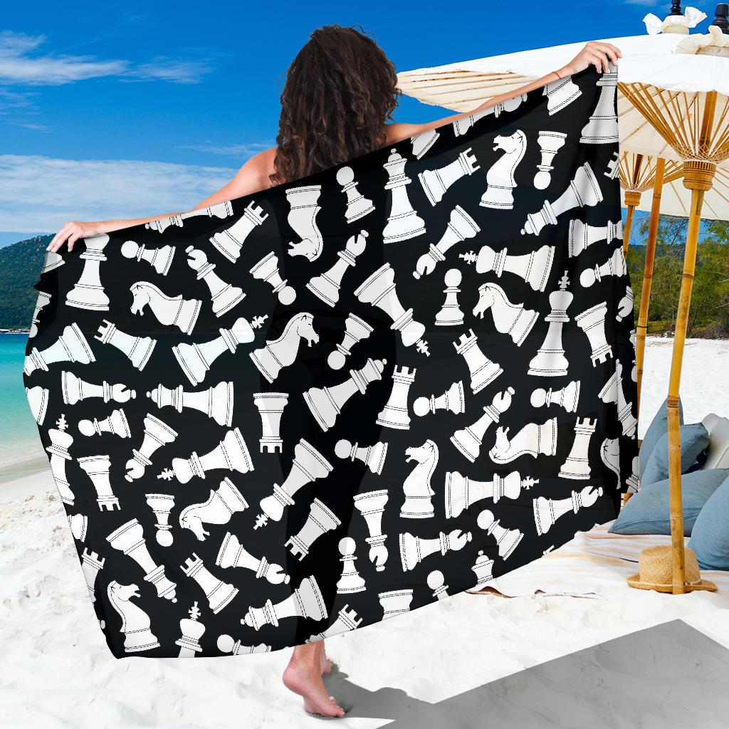 Chess Pattern Print Sarong Cover Up Chess Pareo Wrap Skirt Dress