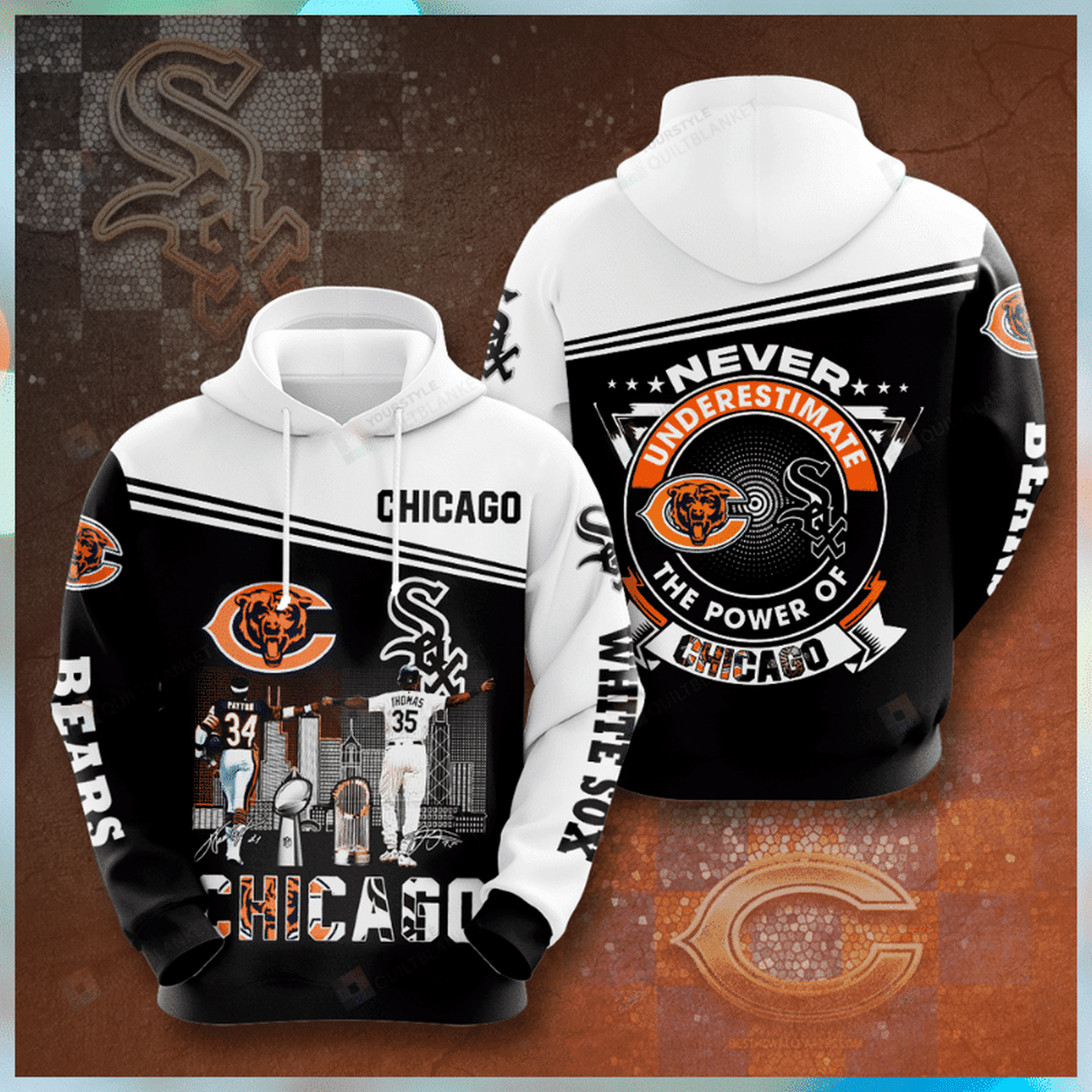 Chicago Bear And Chicago White Sox 3d All Over Print Hoodie