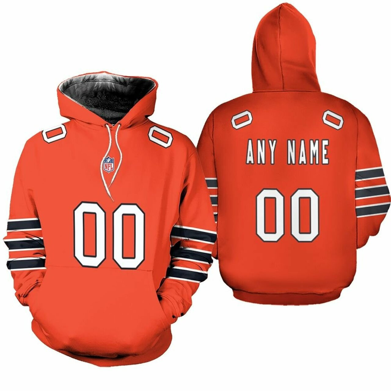 Chicago Bears Nfl American Football Team Custom Game Orange 3d Designed Allover Custom Gift For Bears Fans Hoodie