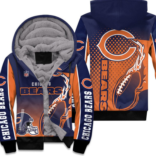 Chicago Bears Nfl Bomber 3D Fleece Hoodie